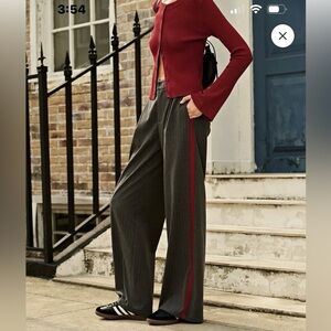 Commense women's gray pinstripe pants with side stripe - Size Large